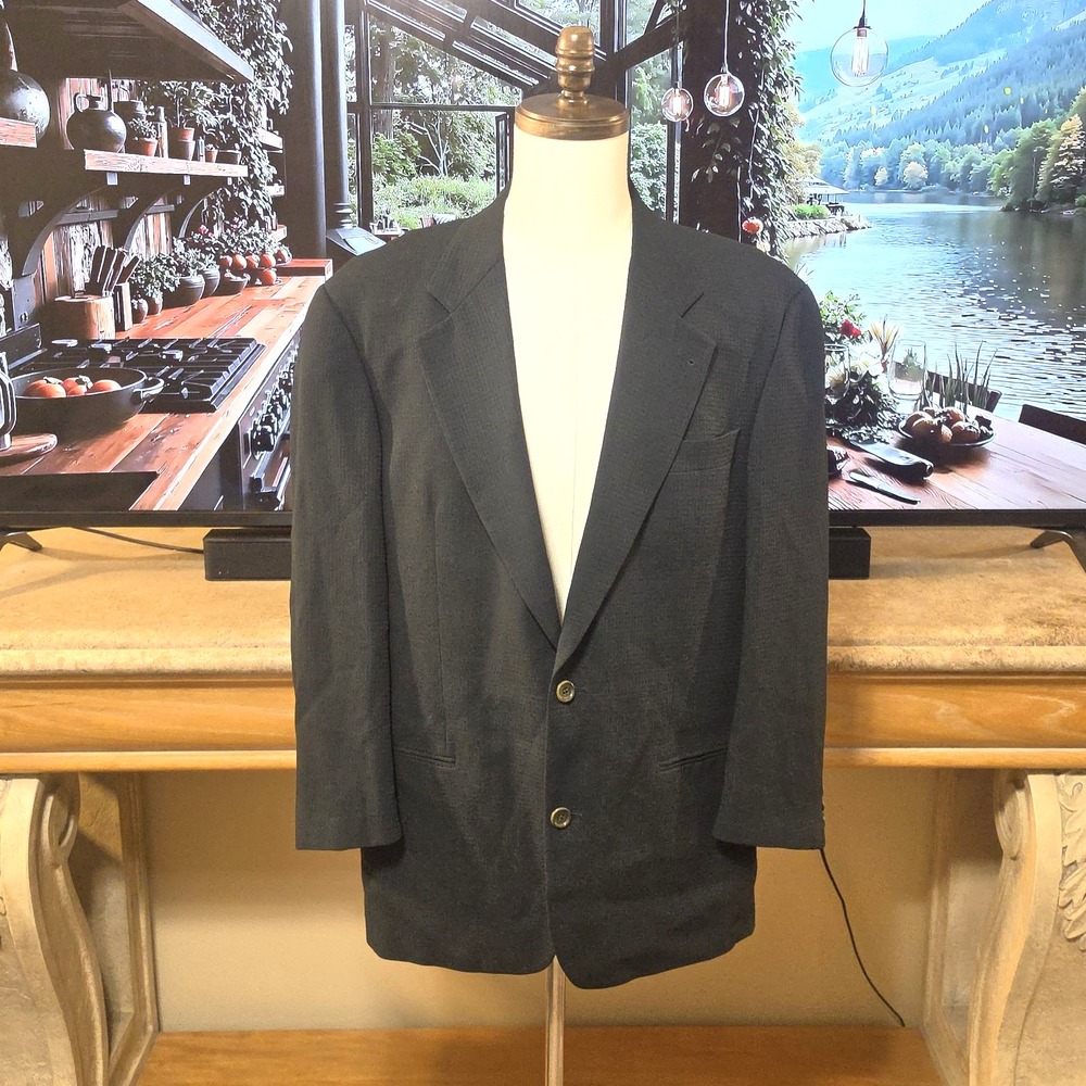 HUGO BOSS Mens 42R Partially Lined Black Textured Jacket Blazer Sport Coat Italy